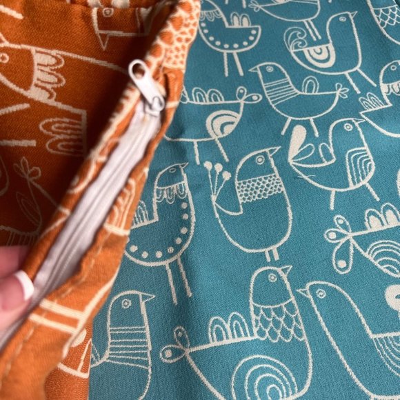 Artzy Boho Bird Graphic Decorative Accent Pillow Covers Mod Retro Art 19 x 19 - Picture 4 of 6